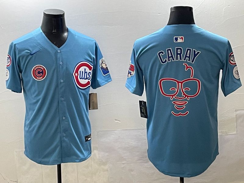 Men Chicago Cubs Blank Light Blue Fashion Joint Name Game 2025 Nike MLB Jersey style 2